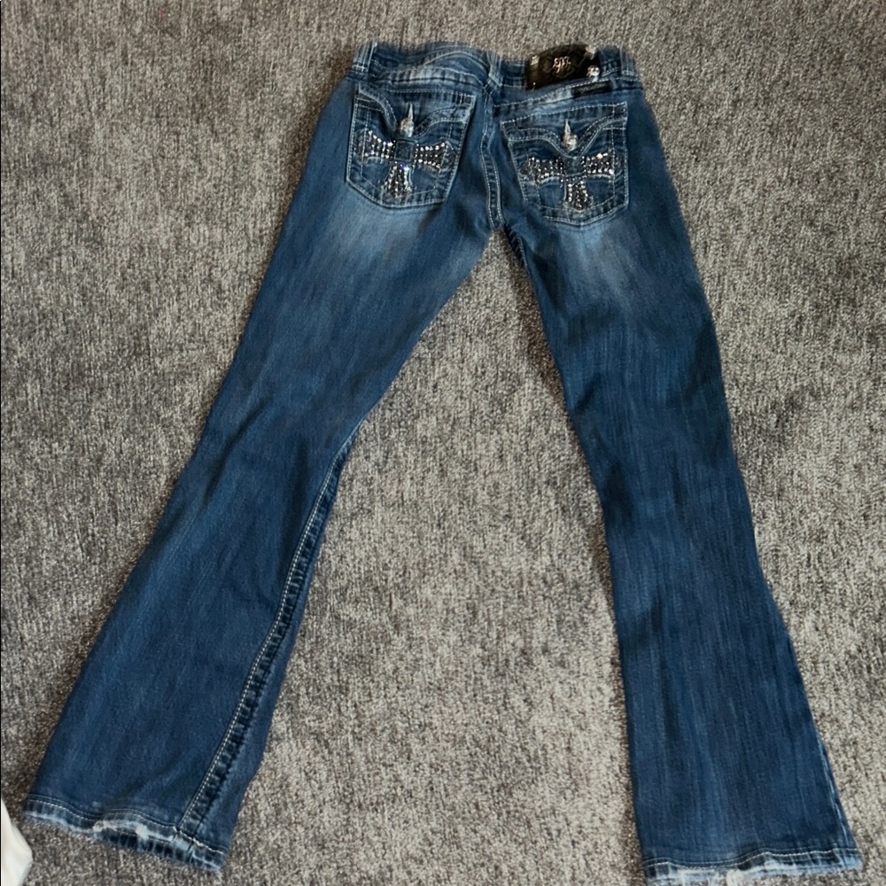 Miss Me Flare Jeans in Distressed Blue